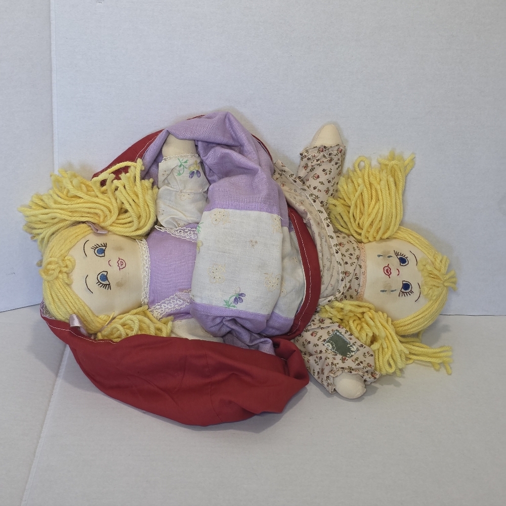 Vintage Handmade Topsy Turvy Doll Happy Crying Reversable